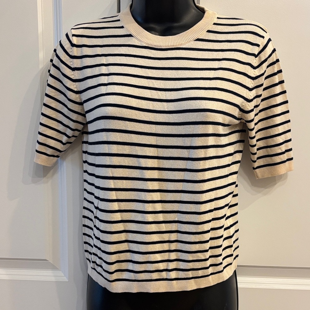 Zara Black and Cream Knit Top